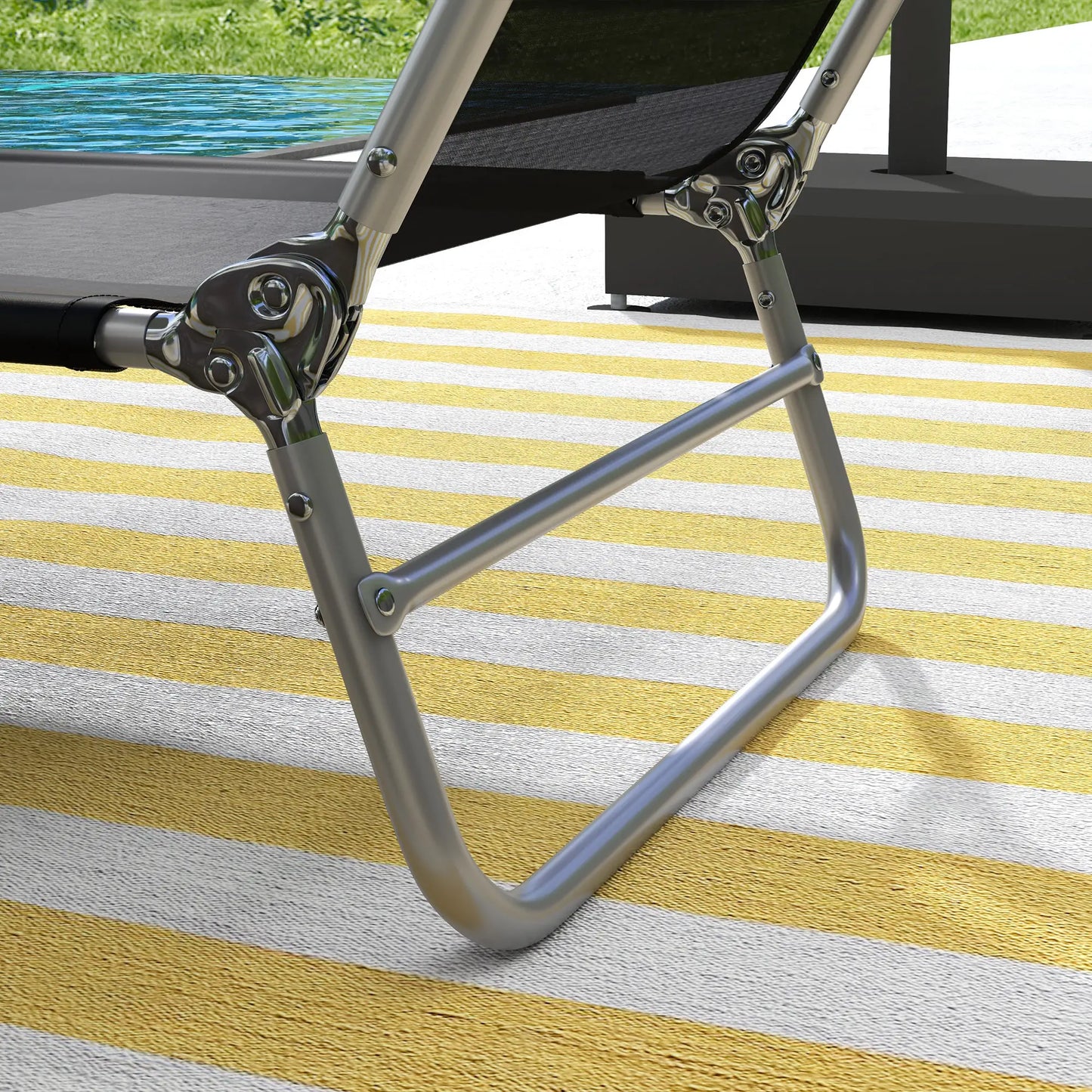 Folding Outdoor Lounge Chair Set, 2 Reclining Tanning Chairs, 5-Position Adjustable Backrest, Black Lounger Chairs at Gallery Canada