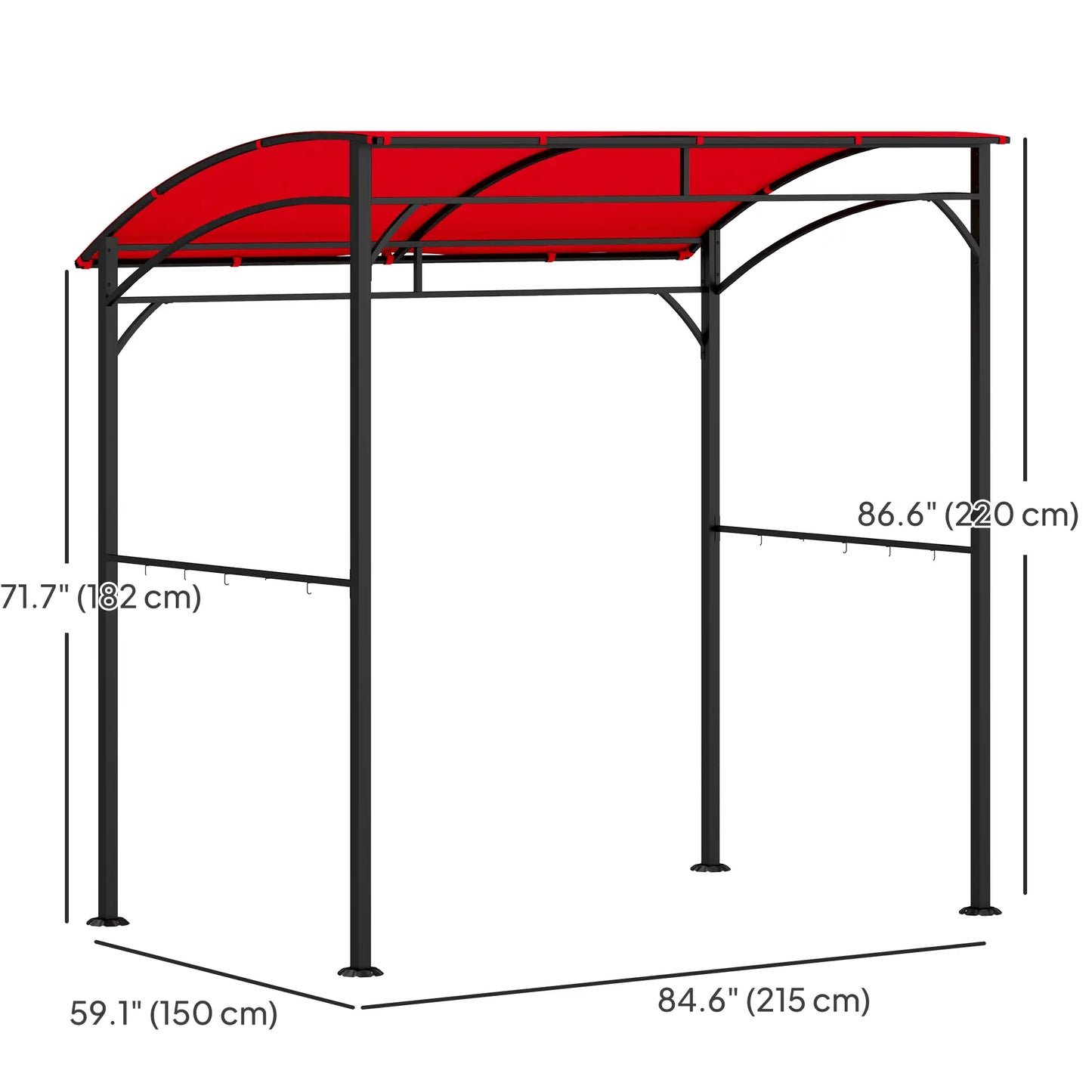 7' x 5' Garden Grill Canopy, BBQ Gazebo Tent, Steel Frame, Wine Red BBQ Grill Gazebos at Gallery Canada