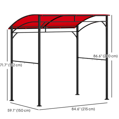 7' x 5' Garden Grill Canopy, BBQ Gazebo Tent, Steel Frame, Wine Red BBQ Grill Gazebos at Gallery Canada