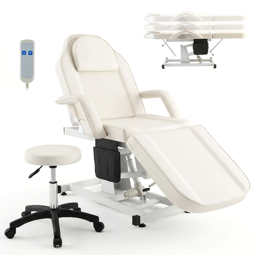 Tattoo Chair With Hydraulic Stool, White