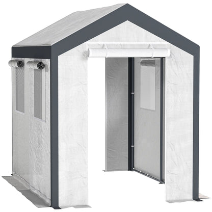 8' x 6' x 7.5' Walk-in Greenhouse, Outdoor Plant Growth Tent, White Walk In Greenhouses White, Grey at Gallery Canada