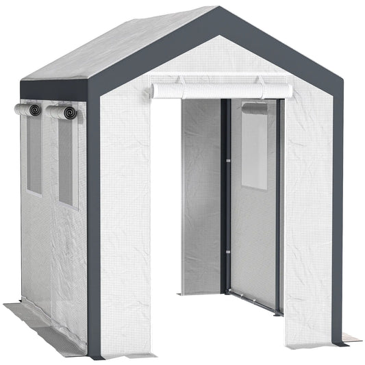 8' x 6' x 7.5' Walk-in Greenhouse, Outdoor Plant Growth Tent, White Walk In Greenhouses White, Grey at Gallery Canada