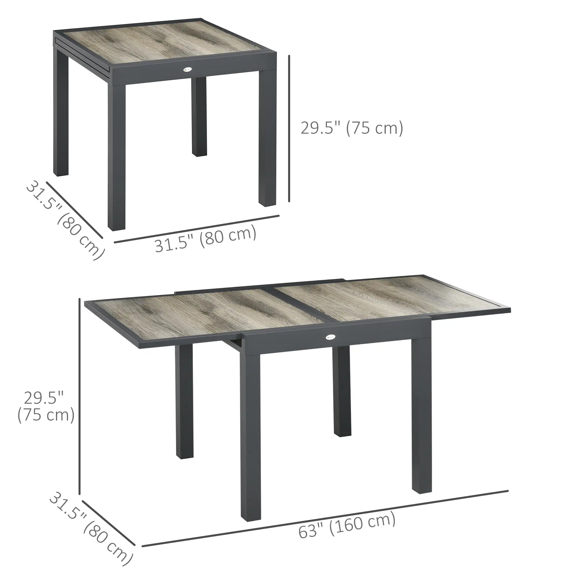 Extendable Dining Table, Rectangular Outdoor Table, Aluminum Frame, Plastic Top, Beige Patio Dinning Tables at Gallery Canada