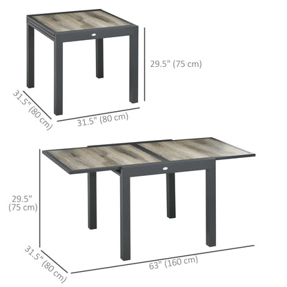 Extendable Dining Table, Rectangular Outdoor Table, Aluminum Frame, Plastic Top, Beige Patio Dinning Tables at Gallery Canada