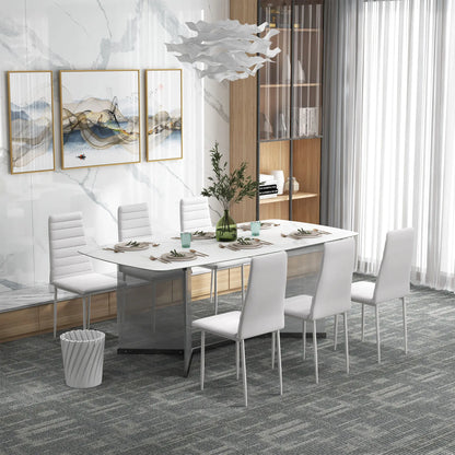 Modern Upholstered PU Leather Dining Chairs, Set of 6, White Bar Stools at Gallery Canada