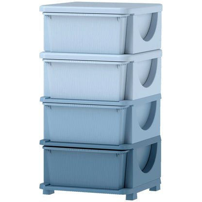 4 Tier Kids Toy Organizer, 4 Plastic Drawers, Blue Baby & Kids Storage Blue at Gallery Canada