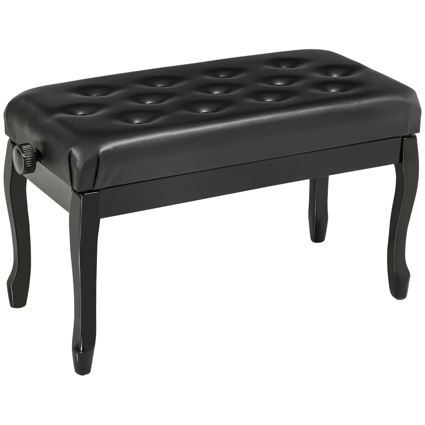 Adjustable Piano Bench, PU Leather, Button Tufted, Black Piano Benches at Gallery Canada