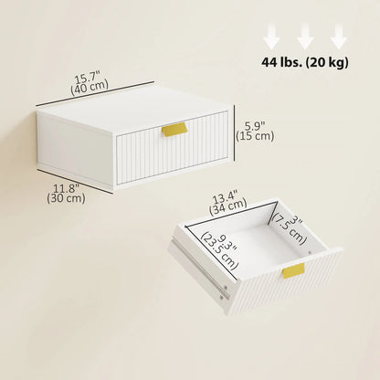 Floating Nightstands Set Of 2, Wall Mounted Bedside Tables, White