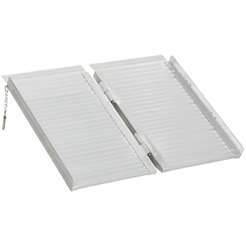 Textured Aluminum Folding Wheelchair Ramp, 2', Portable Threshold Ramp