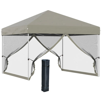 10' x 10' Pop-Up Canopy Tent, Mesh Sidewalls, Adjustable Height, Beige Pop Up Canopies at Gallery Canada