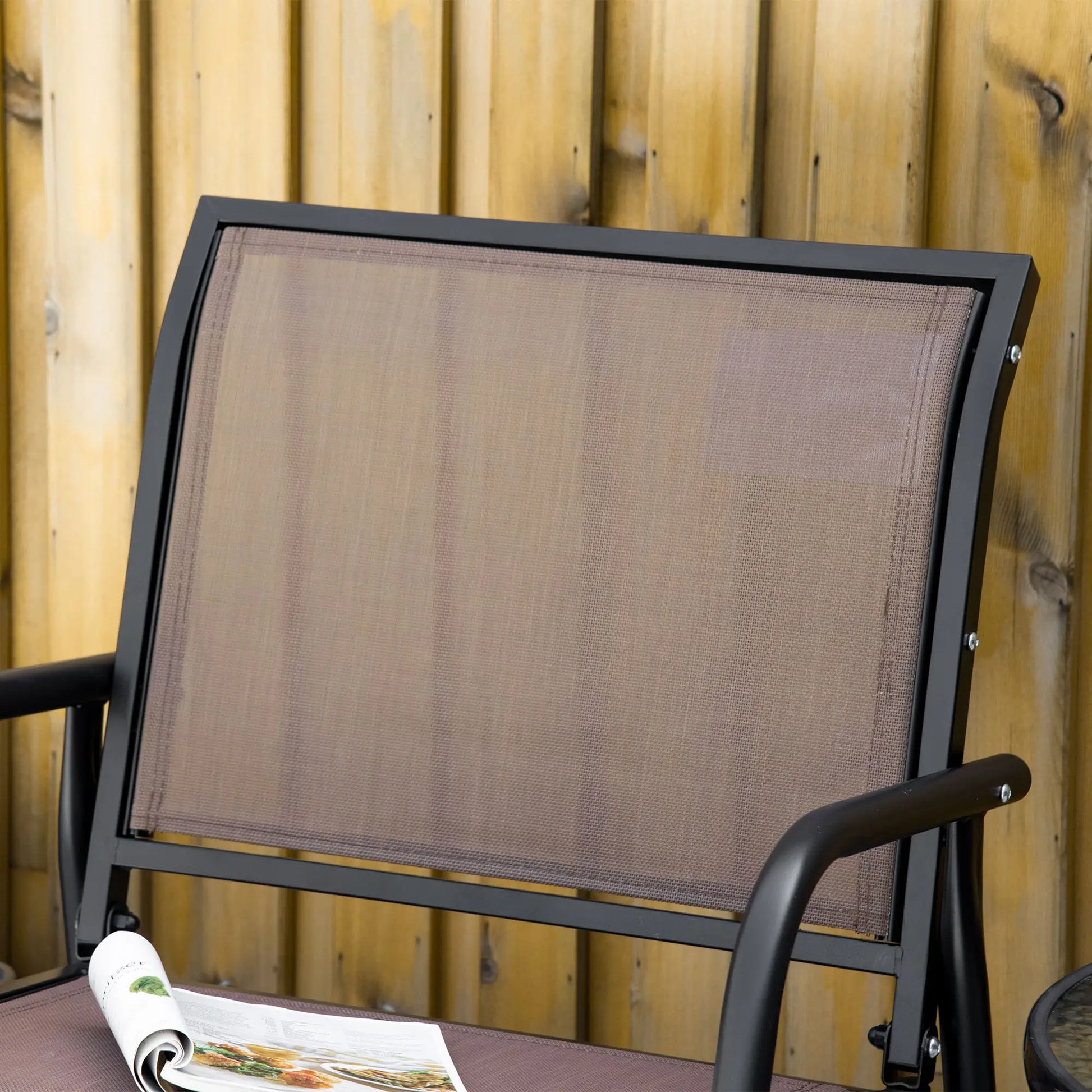 Patio Glider, Breathable Mesh Seat, Metal Frame Swing Chair, Brown Outdoor Gliders at Gallery Canada