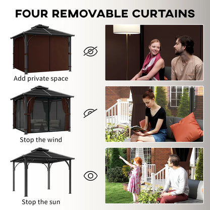 10' x 10' Hardtop Gazebo, 7mm Polycarbonate Roof, Netting And Curtains, Coffee Gazebos at Gallery Canada
