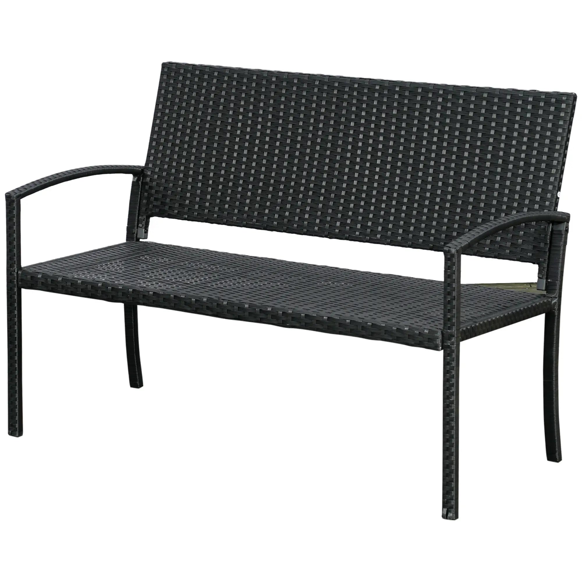Rattan Wicker Loveseat, Garden Bench, Hand Woven, Portable, Black Patio Chairs at Gallery Canada