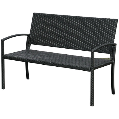 Rattan Wicker Loveseat, Garden Bench, Hand Woven, Portable, Black Patio Chairs at Gallery Canada