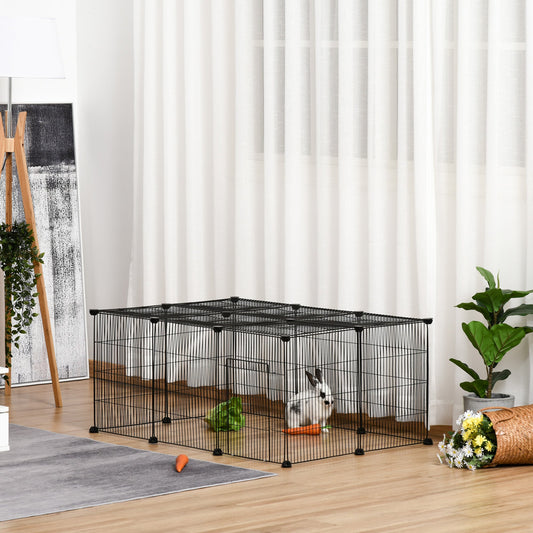 Small Animal Cage for Bunny, Guinea Pig, Chinchilla, Hedgehog, Portable Pet Enclosure with Door, 16 Panels - Gallery Canada