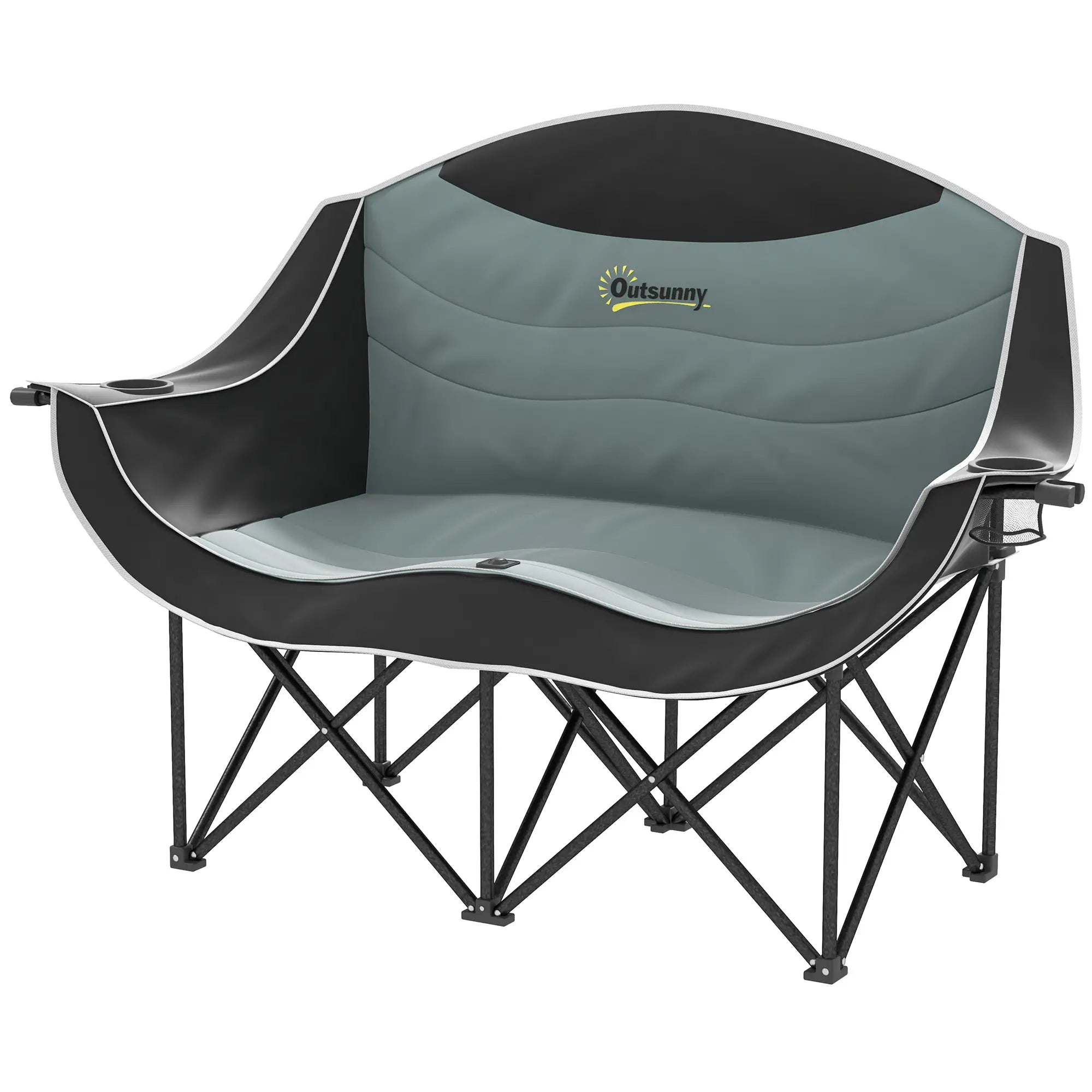 Double Camping Chair, Portable With Cup Holders, Carry Bag, 551 lbs, Black Picnic Tables & Camping Chairs Black at Gallery Canada