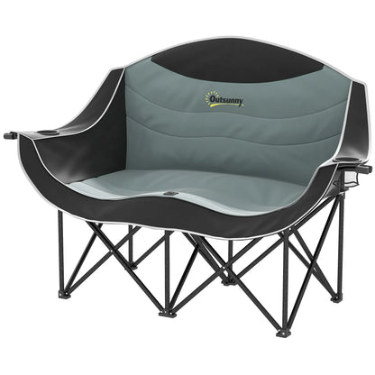 Double Camping Chair, Portable With Cup Holders, Carry Bag, 551 lbs, Black Picnic Tables & Camping Chairs Black at Gallery Canada