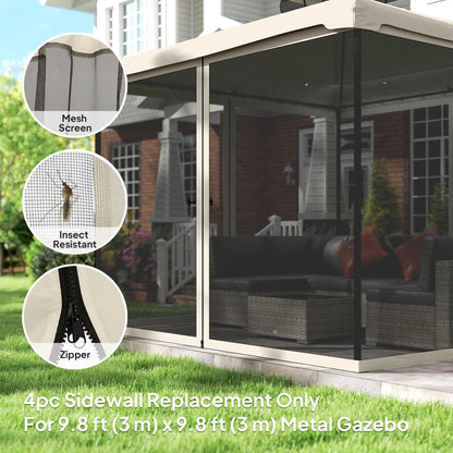 Replacement Mosquito Netting, 10' x 10', Cream White, Black Gazebo Sidewalls at Gallery Canada