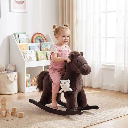 Kids Plush Ride-On Rocking Horse, Bear Toy, Realistic Sounds, Brown Rocking Horses at Gallery Canada