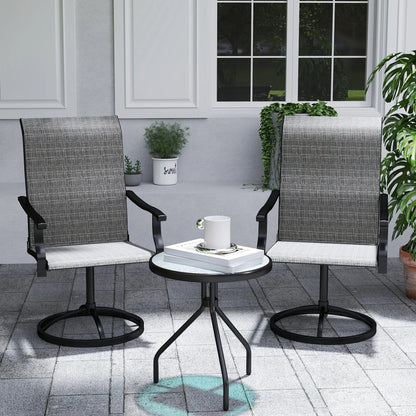 Outdoor Swivel Dining Chairs Set of 2, High Back, All Weather Mesh, Grey Patio Chairs at Gallery Canada