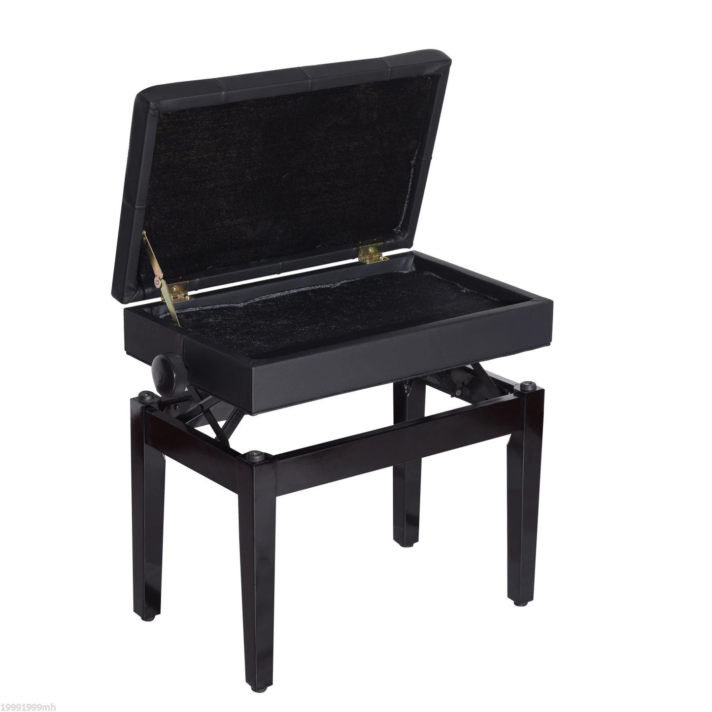 Adjustable Piano Bench, Storage, Soft PU Leather Padded, Black Piano Benches at Gallery Canada