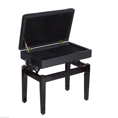 Adjustable Piano Bench, Storage, Soft PU Leather Padded, Black Piano Benches at Gallery Canada
