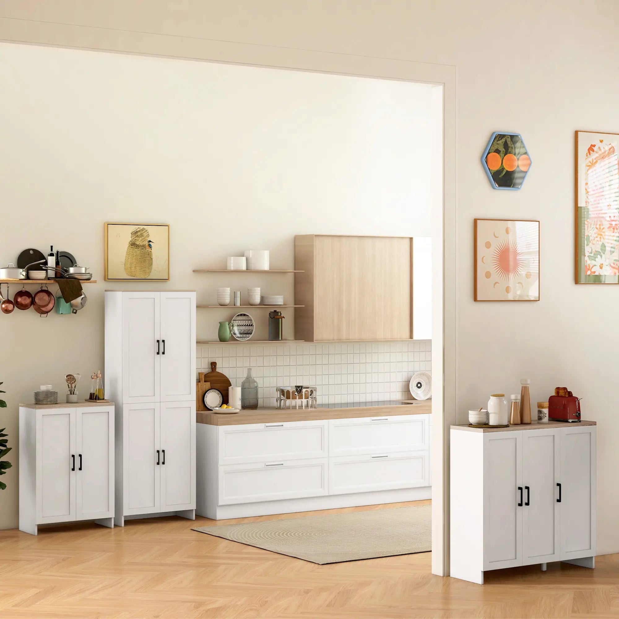 Modern Storage Cabinet, Adjustable Shelf, 23.6