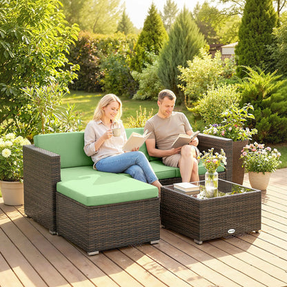 3 Piece Patio Furniture Set, PE Rattan Wicker Corner Sofa, Light Green Patio Furniture Sets at Gallery Canada