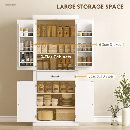 72 Inch Kitchen Pantry Cabinet, Farmhouse Storage, White Kitchen Pantry Cabinets at Gallery Canada