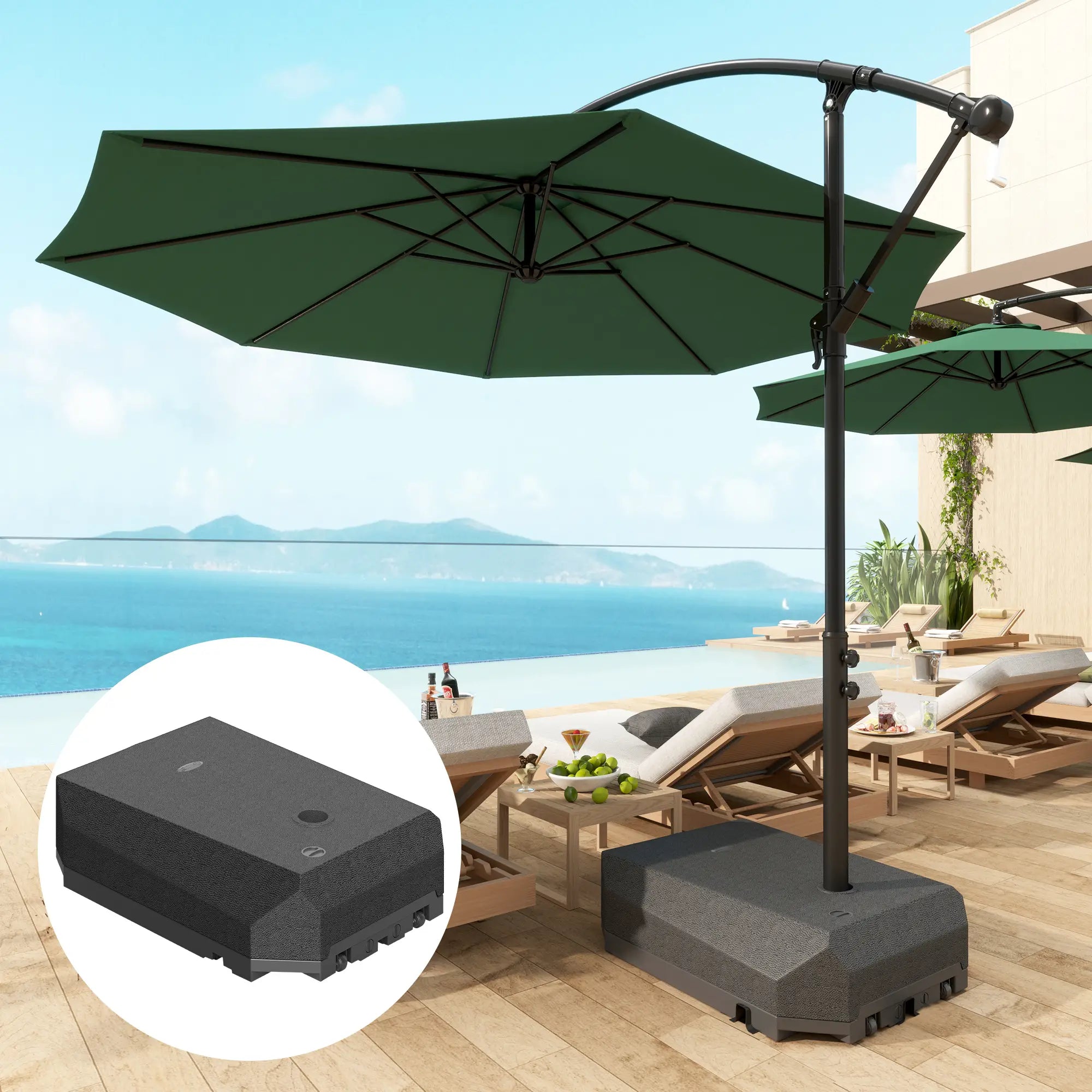 Heavy Duty Cantilever Umbrella Stand With Wheels, Water/Sand Filled Umbrella Bases at Gallery Canada