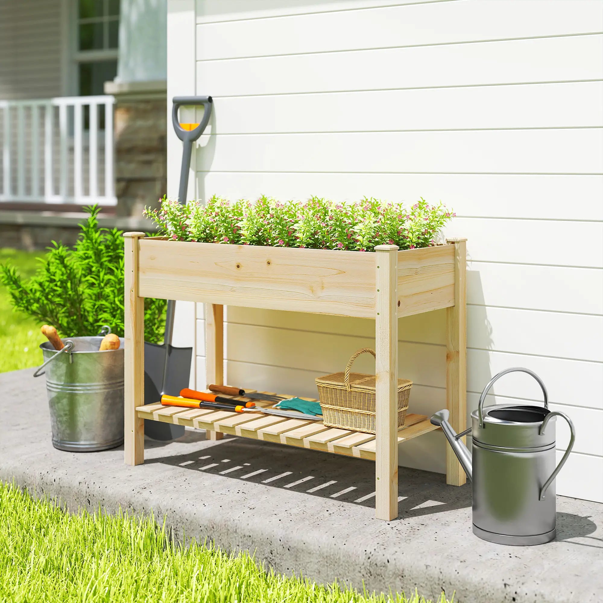 Elevated Planter Box With Legs, Storage Shelf, Raised Garden Bed, Natural Elevated Garden Beds at Gallery Canada