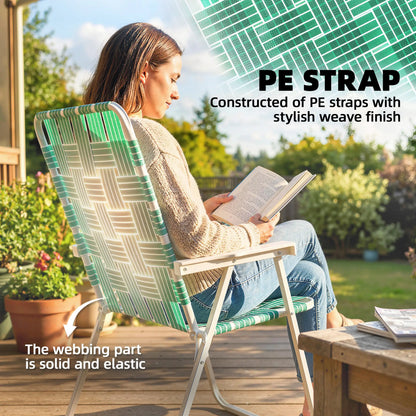 Set Of 2 Folding Patio Chairs, Portable With Armrests, Green Patio Chairs at Gallery Canada