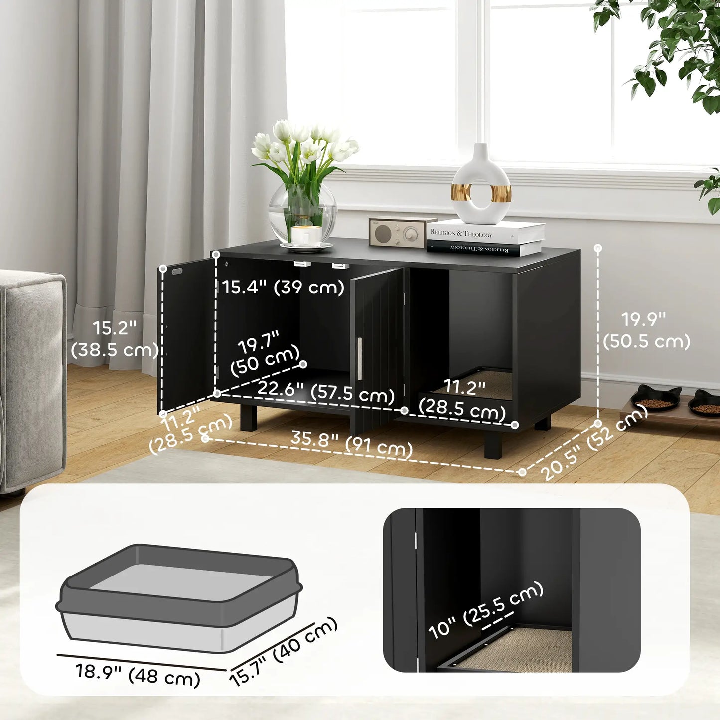 Cat Litter Box Enclosure, End Table with Scratcher, Black Cat Litter Box Enclosures at Gallery Canada