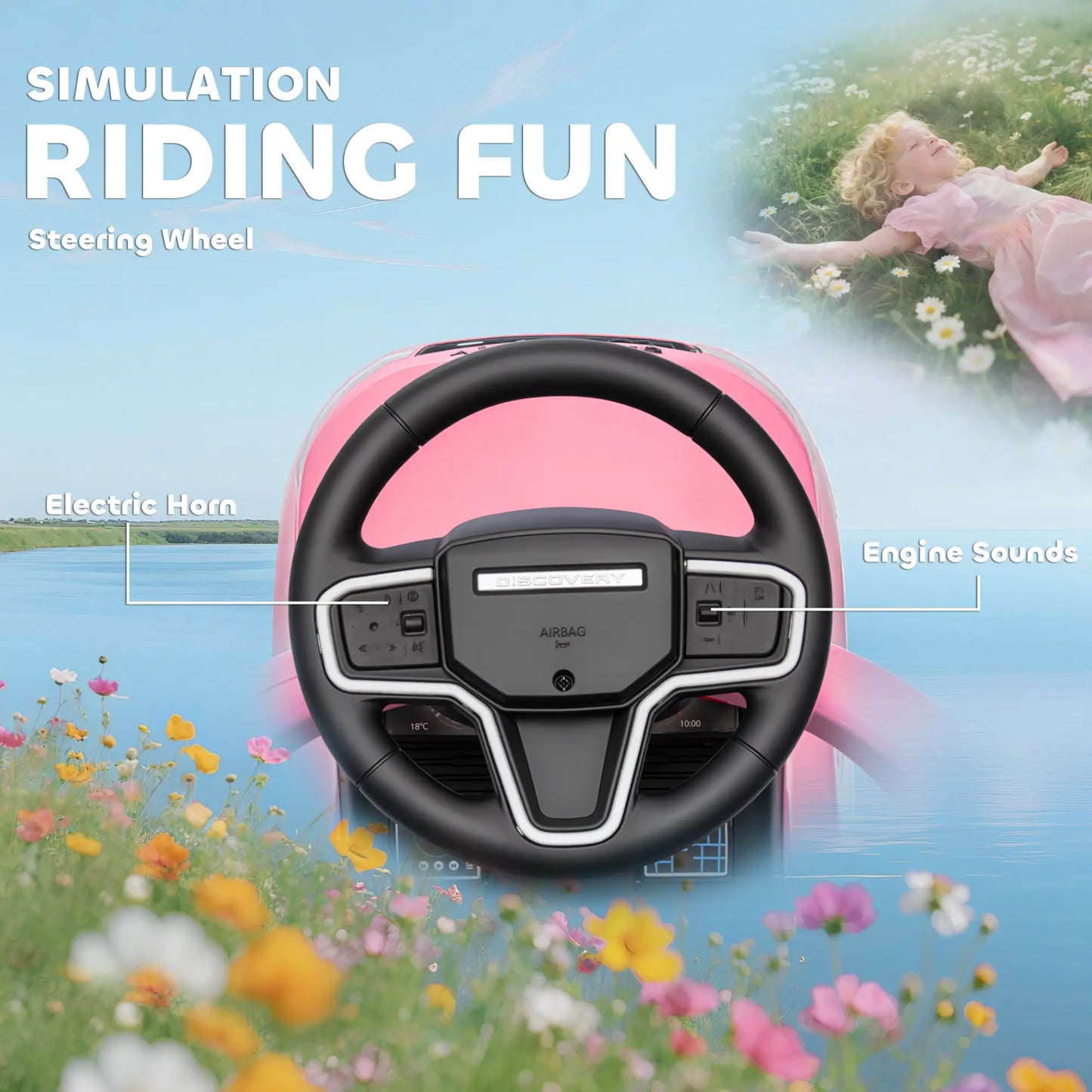 Land Rover Discovery 2-in-1 Ride On Push Car with Storage, Pink