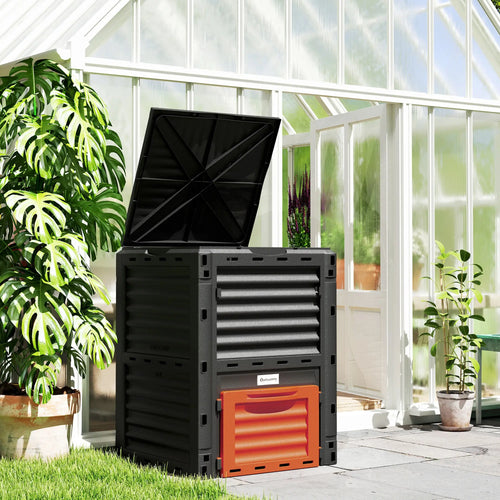Outdoor Compost Bin, Fast Soil Creation, 80 Gallon, Orange