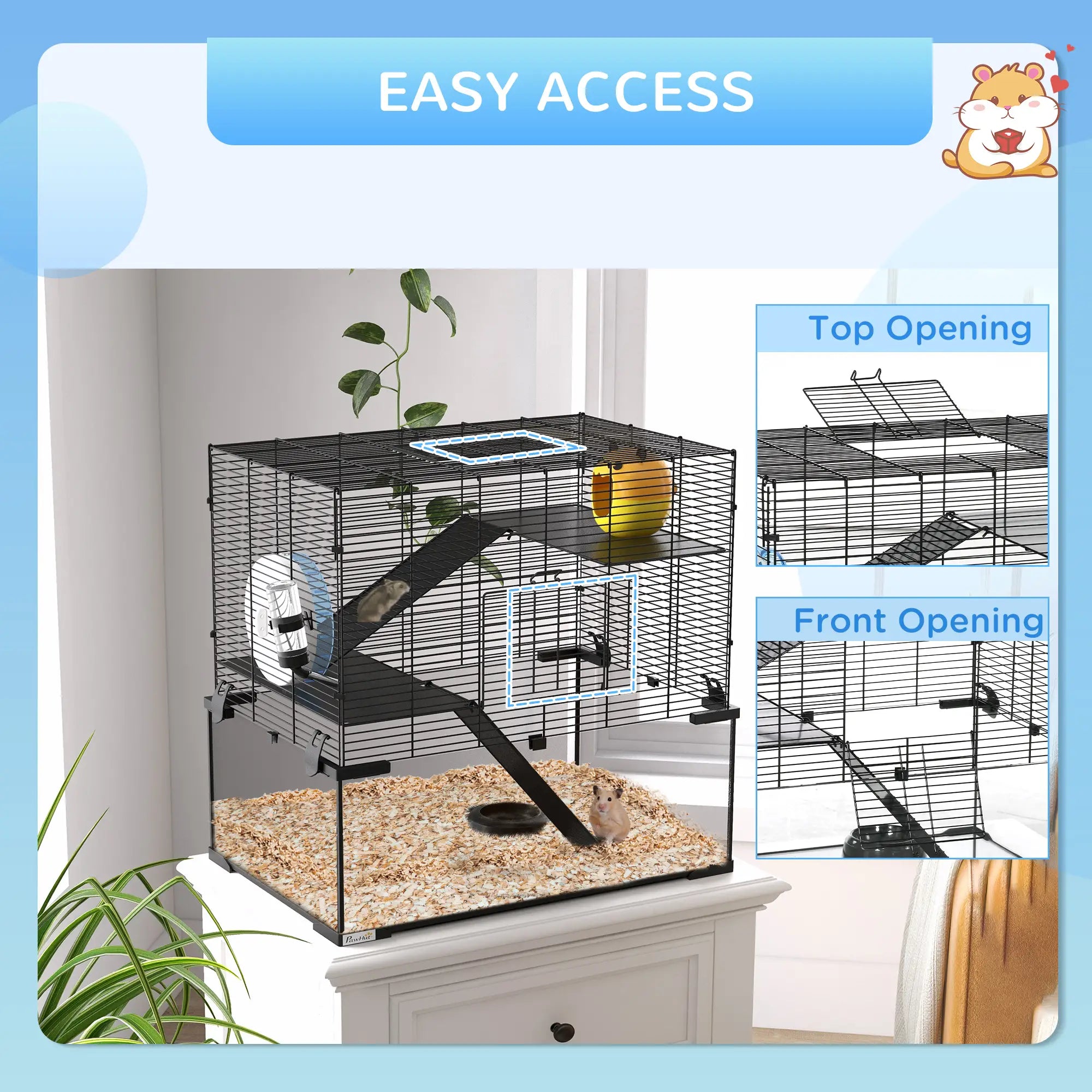 Hamster Cage, Gerbil Cage with Glass Basin, Small, Black Hamster Cages at Gallery Canada