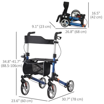Lightweight Folding Walker, Large Seat, Adjustable Handle, Blue Knee Walker & Wheelchair Ramps at Gallery Canada