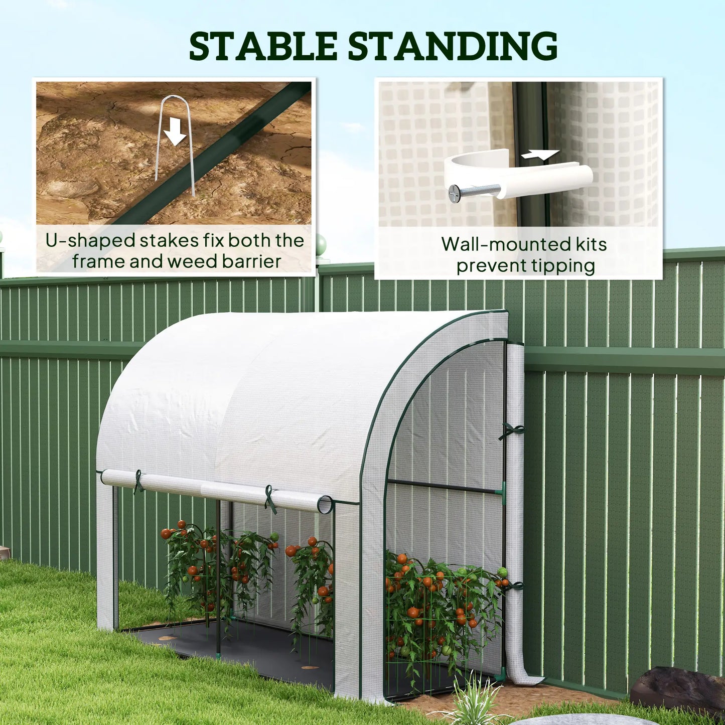 Walk-In Lean-To Greenhouse, 7' x 3' x 5', Zipper Roll-Up Doors, White Walk In Greenhouses at Gallery Canada
