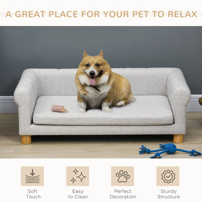 Modern Pet Sofa, Medium Large Dog Bed, Removable Cushion, Light Grey Dog Sofas at Gallery Canada