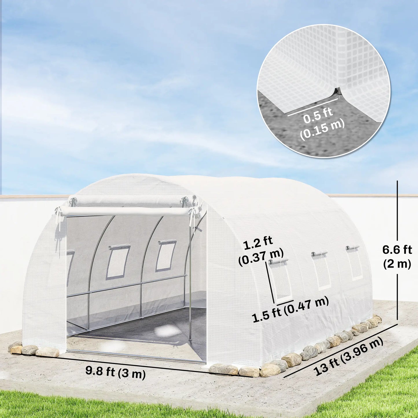 Walk-In Tunnel Greenhouse, 13'x9.8'x6.6', White Tunnel Greenhouses at Gallery Canada