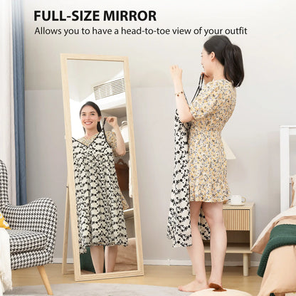 64" x 21" Full Length Mirror, Standing, Wall Mounted, Leaning, Bedroom, Living Room, Beige Full Length Mirrors at Gallery Canada