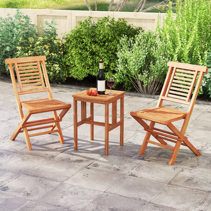 Teak Folding Patio Chairs Set of 2, High Backrest