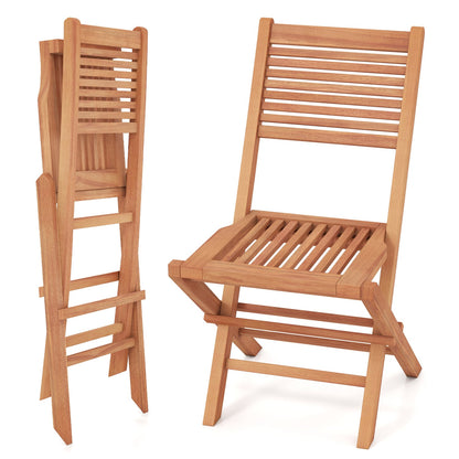 Chaises de patio pliantes en teck, ensemble de 2, siège à lattes