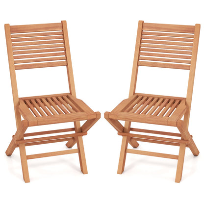 Chaises de patio pliantes en teck, ensemble de 2, siège à lattes