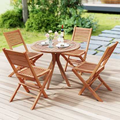 Chaises de patio pliantes en teck, ensemble de 2, siège à lattes