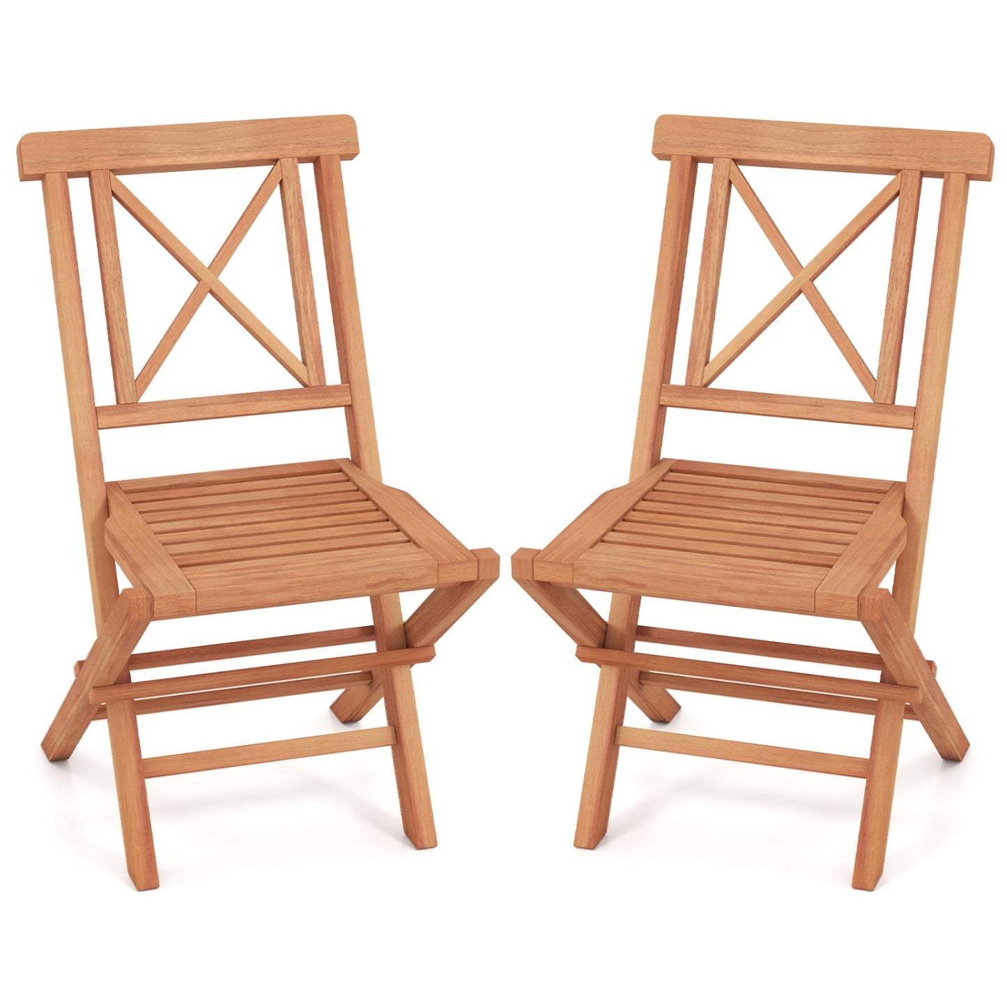 Chaises de patio pliantes (lot de 2), soutien dorsal de jardin, teck