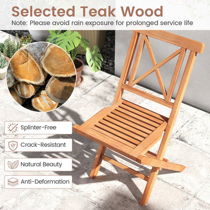 Chaises de patio pliantes (lot de 2), soutien dorsal de jardin, teck
