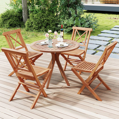 Chaises de patio pliantes (lot de 2), soutien dorsal de jardin, teck