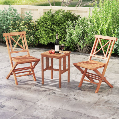 Chaises de patio pliantes (lot de 2), soutien dorsal de jardin, teck