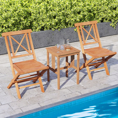 Chaises de patio pliantes (lot de 2), soutien dorsal de jardin, teck